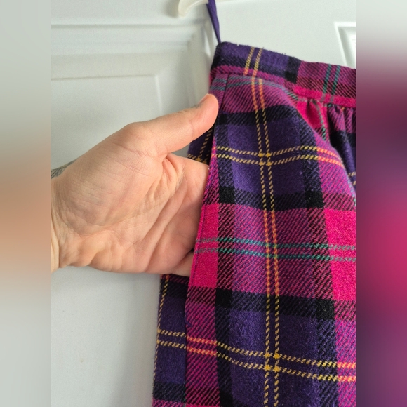 Vintage Plum Tree Canada Pink & Purple Plaid Wool Blend Midi Pencil Skirt - Picture 4 of 8